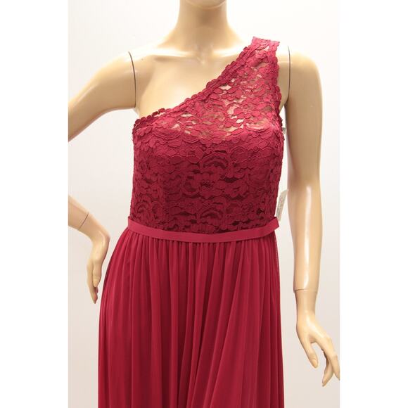 New One Shoulder Formal Bridesmaid Dress Women's 10 Apple Red Goddess Party Prom - Picture 6 of 10